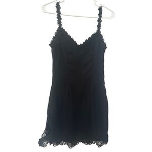 Superdown Black Lace Chemise with Scalloped Trim Fairy Goth Dress